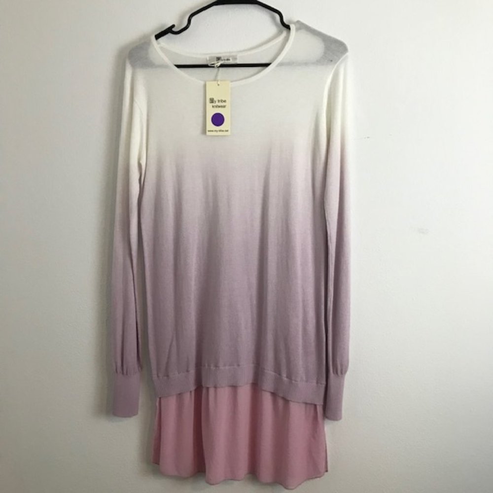 My Tribe Cameron Long Tie Dye Skirted Sweater NWT